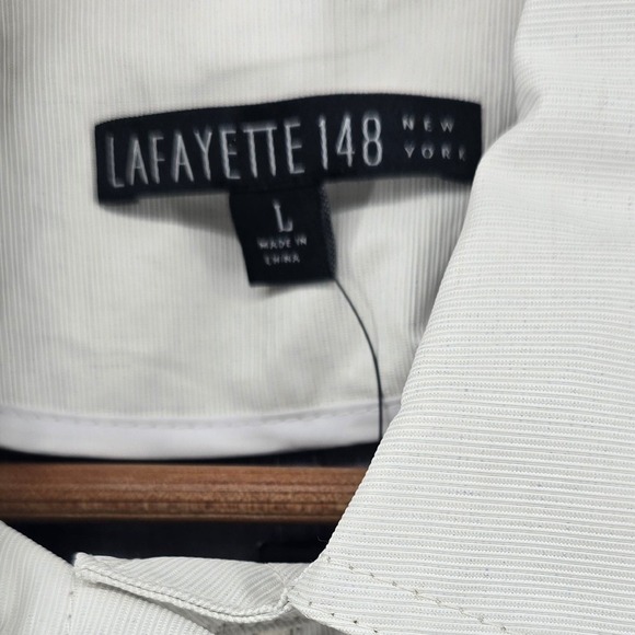 Lafayette 148 New York Jacket Womens L Beige Belted Cotton Linen 3/4 Sleeve - Picture 2 of 6